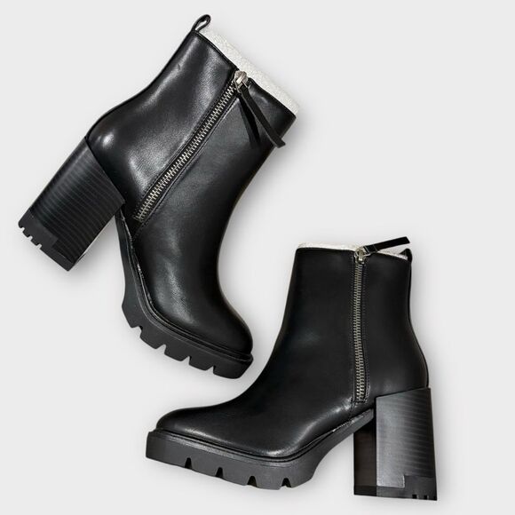 Esprit Women's Perlina Zip Side Block Heeled Booties Size 6 - Picture 1 of 6